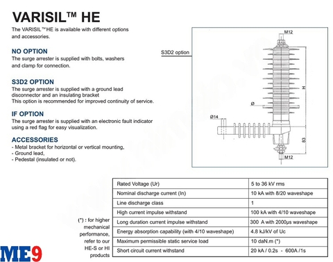 Chống sét van Tridelta Ensto 6kV HE 06