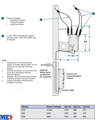 Máy cắt tự đóng lại Auto-Recloser Schneider N38
