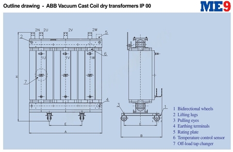 Máy biến áp khô ABB 3 pha 22kV-24kV