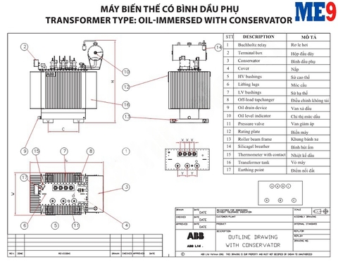Máy biến áp dầu có bình dầu phụ ABB 35kV