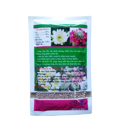Phân bón gốc chuyên Hoa Sứ, Xương Rồng gói 200gr NPK 16-16-8+TE