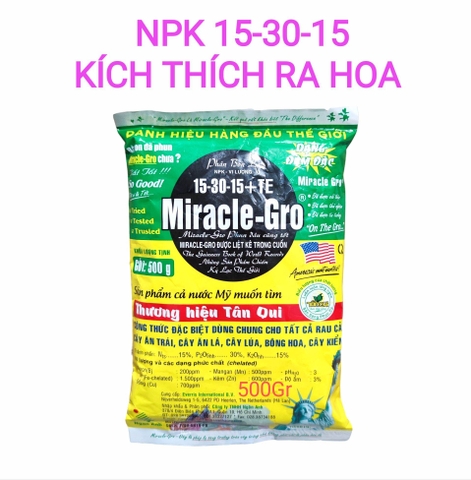 Bộ 3 phân bón lá NPK Miracle - Gro cơ bản đủ các giai đoạn phát triển cây, thương hiệu Mỹ, gói 500g