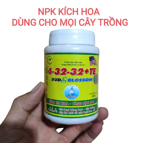 Phân bón kích hoa NPK 6.32.32 dùng cho mọi cây trồng, lọ 100gr