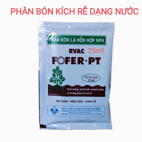 Phân bón lá hỗn hợp NPK RVAC Fofer PT 25ml kích thích ra rễ, phục hồi cây suy yếu