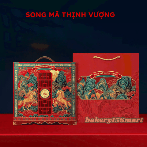 Hộp đựng quà tết cao cấp nam châm quai da SONG MÃ THỊNH VƯỢNG 38x38x10.5cm - Hộp trống không kèm quà tặng {{store}}