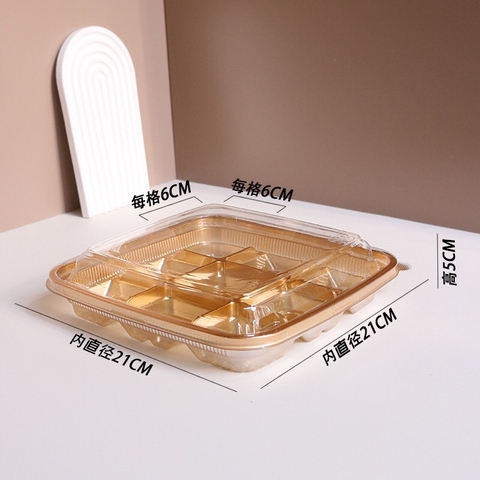Hộp Nhựa 9 Ô Nắp Trong, Hộp Đựng Bánh Thú Mini, Bánh Thỏi Vàng 50-75gr