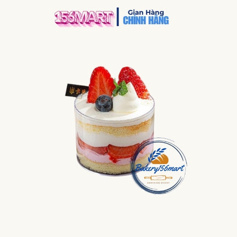 10 Cốc nhựa tròn 200ml GD2017 có nắp - đựng bánh lạnh, mousse ( 8,2 x 5,7 x 7,8 cm ) -156MART