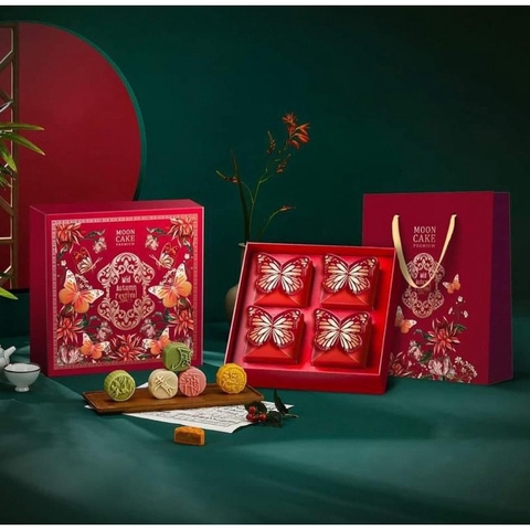 HỘP TRUNG THU KHU VƯỜN- HỘP MỀM 4 bánh -nắp âm dương