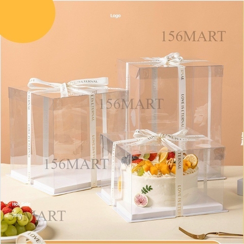 Hộp Bánh Kem, Hộp Mica Đựng Bánh Sinh Nhật, Quà Tặng, Quà Cưới, Trái Cây… 3 Chi Tiết [Không Kèm Ruy Băng]