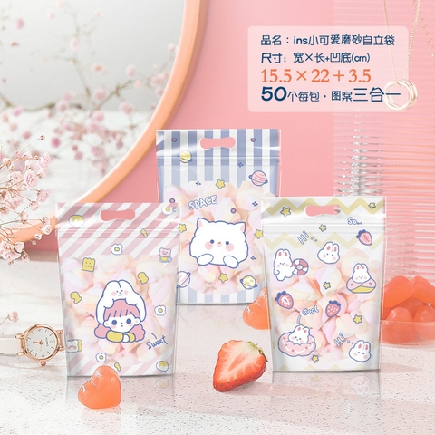 Túi Zip hoạt hình Đựng Bánh, Kẹo, Kẹo Nougat, Cookie Hoạ Tiết Xinh Xắn dễ thương