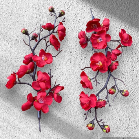 SET 5 Cành đào giả-thân cổ 30cm trang trí oản,giỏ quà ,phụ kiện chụp ảnh,decor
