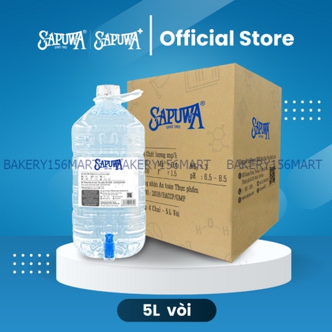 Thùng 4 chai nước tinh khiết 5L vòi - 156mart