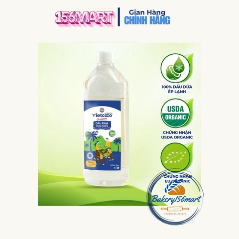 Dầu dừa tinh khiết ép lạnh hữu cơ nguyên chất Vietcoco Premium dưỡng ẩm và chăm sóc tóc, da - Oganico