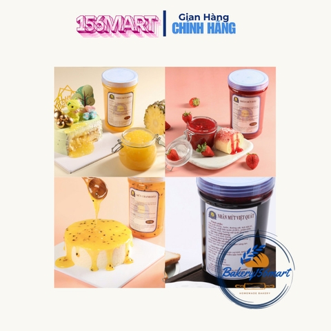 Nhân mứt Khóm, Mứt Dâu, Mứt Việt Quất (có xác trái cây) Phú Thương 1.5kg