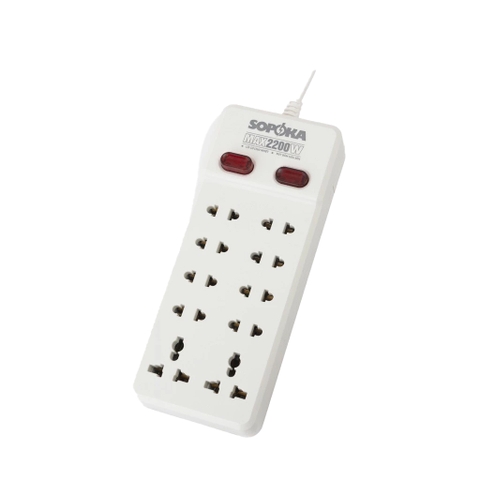 Ổ cắm 10 cửa lõi sứ chịu nhiệt Sopoka 2200W-10Y6