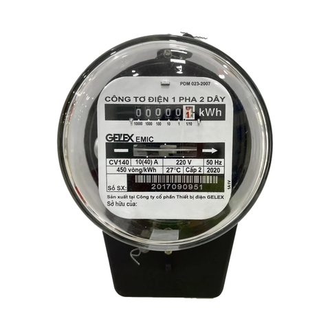 Công tơ điện 1P 2 dây không kiểm định Gelex 10(40) A