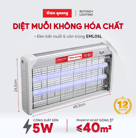 ĐÈN BẮT MUỖI ĐIỆN QUANG ĐQ EML05L (485X65X250MM)