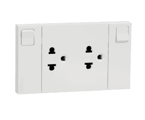 Bổ ổ cắm đôi 3 chấu 16A có công tắc Schneider (AvatarOn A) -  cắm nhanh