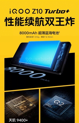 Điện thoại Vivo iQOO Z10 Turbo Plus Dimensity 9400 Plus - Pin 8000mAh