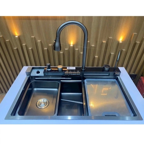 Chậu Rửa bát 5 phím Hiển thị nhiệt inox 304 8 chức năng