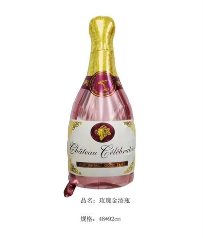 Bóng Dc tiệc sinh nhật CHAI RƯỢU màu HỒNG NHẠT