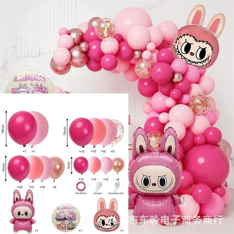 Set LABUBU + Set BÓNG bay trang trí tone HỒNG