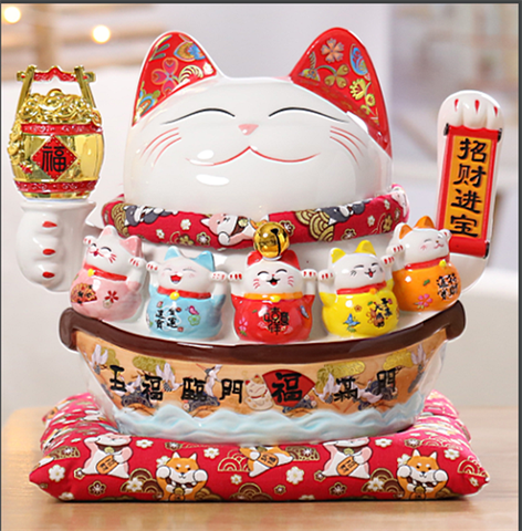 Mèo thần tài vẫy tay size 26.5*22.5cm - hũ vàng