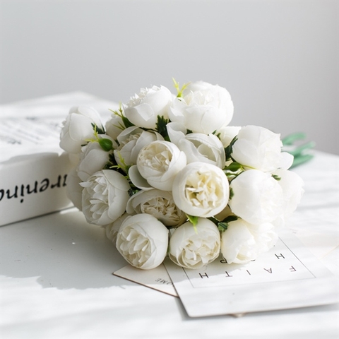 Bó hoa hồng nhỏ màu TRẮNG (28cm x bó 9 cành)