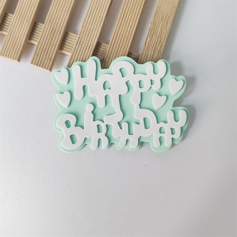 Set 10 Que cắm XỐP chữ HPBD + TRÁI TIM nền XANH MINT chữ TRẮNG