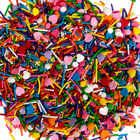 Cốm mix tim, sợi, tròn dẹt sắc màu đậm 100g