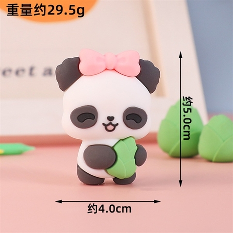 Kute siêu cấp GẤU PANDA đứng NƠ HỒNG ôm măng trúc 4*5CM