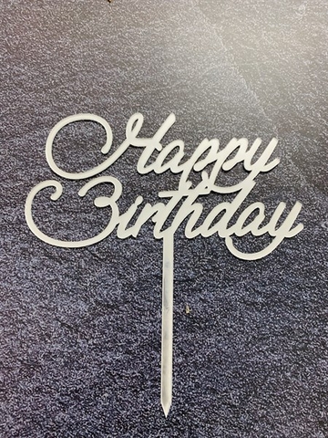 Topper mica HPBD uốn kiểu số 3 bạc