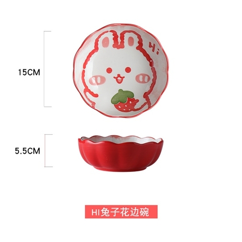 Bát mỳ viền hoa Hi THỎ đỏ KT 15*5,5