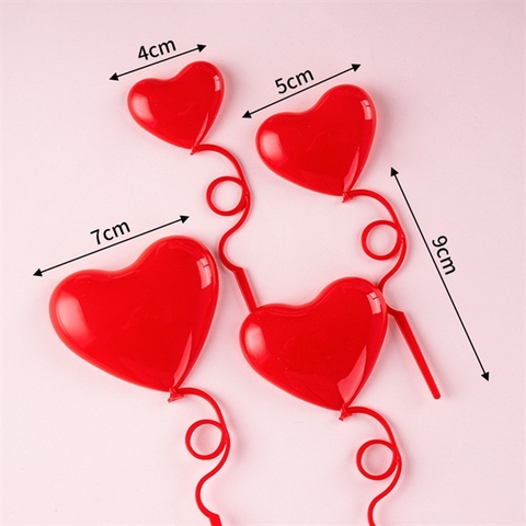 Set 4 tim nhựa BÉO TO NHỎ que xoắn màu ĐỎ