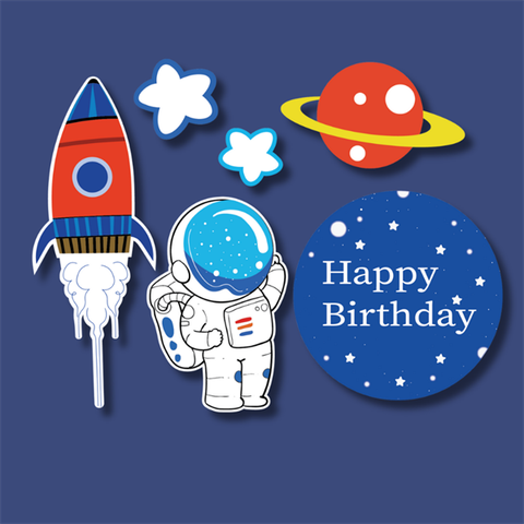 set que giấy HPBD vũ trụ xanh(combo 2)