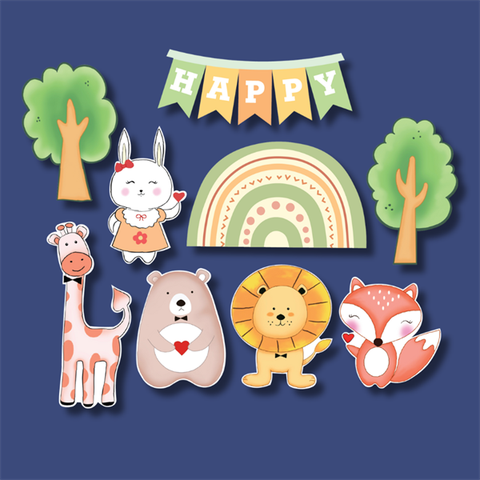 Set que giấy-Cầu vồng cây xanh thú KUTE