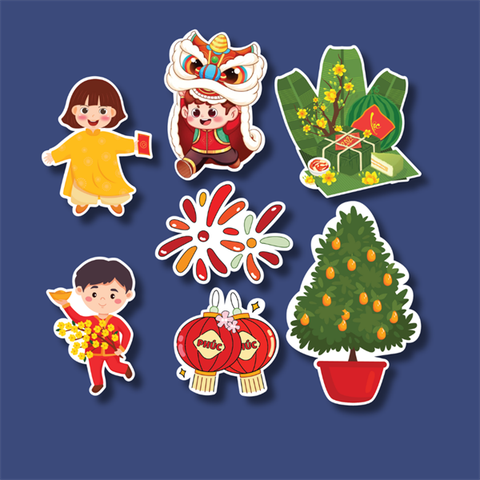 TẾT-Set que giấy bé trai gái cây QUẤT (combo 2)