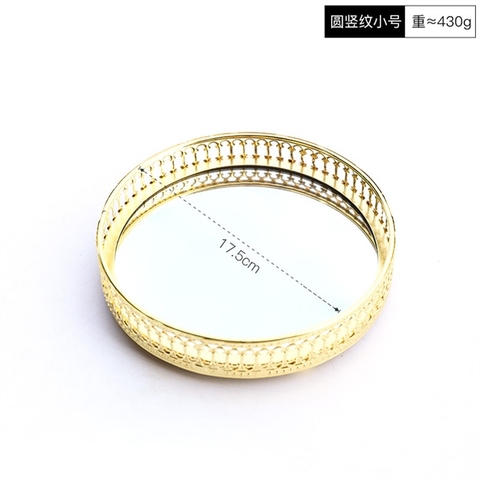 Khay gương tròn 17.5*4cm (họa tiết Châu Âu)