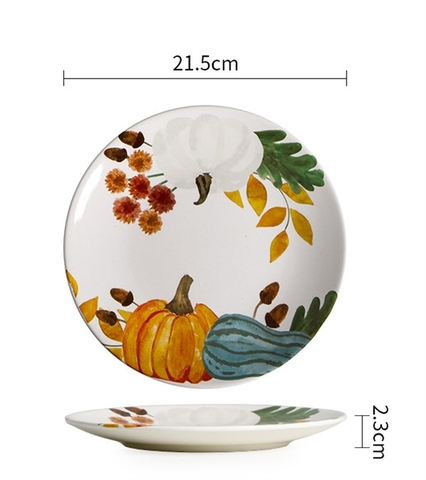 Set Bí Ngô Âu Mỹ: đĩa tròn phẳng 8inch 21.5*2.3cm