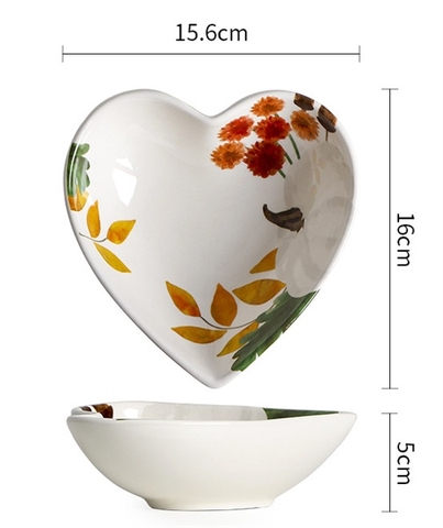 Set Bí Ngô Âu Mỹ: đĩa tim 6 inch 15*16*5cm