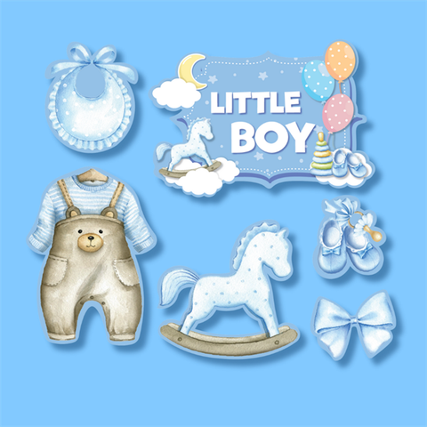 Set que giấy LITTLE BOY quần yếm ngựa XANH(combo 2)