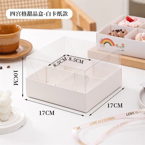 Hộp chia ngăn 4 bánh nắp mica