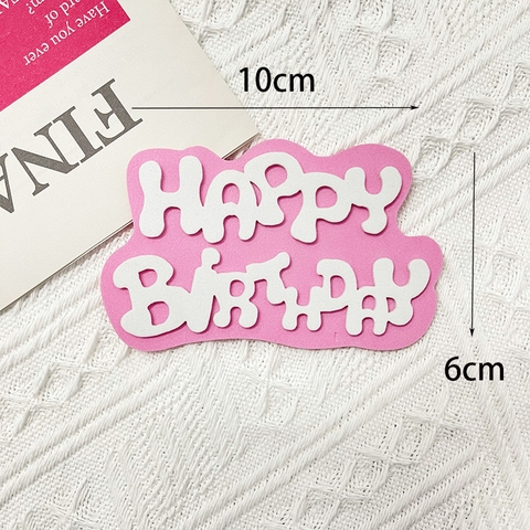 Que cắm XỐP chữ HPBD nền HỒNG chữ TRẮNG 10*6CM