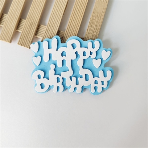 Set 10 Que cắm XỐP chữ HPBD + TRÁI TIM nền XANH DƯƠNG chữ TRẮNG