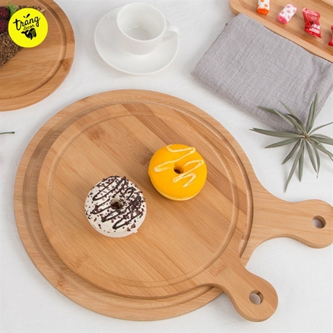 Thớt gỗ tre decor TRÒN KT 20 x 30 x 1cm