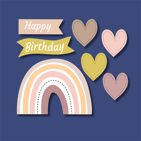 Set que giấy - Biển hiệu HPBD cầu vồng+ Tim VÀNG(combo 2)