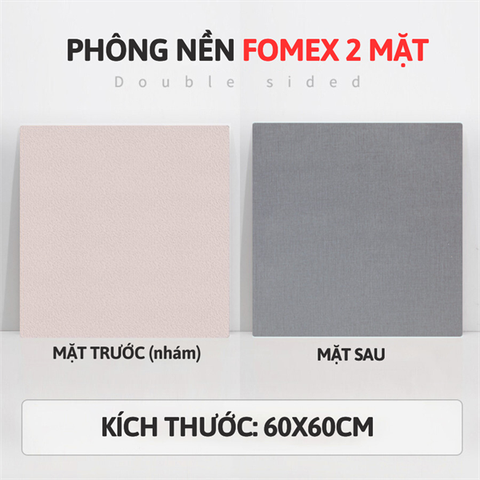 Tấm phông nền fomex hai mặt 60*60cm - XÁM KẺ + KEM (nhám)