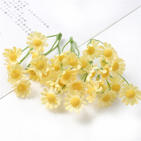 Set 10 chùm hoa CÚC TANA VẢI tông màu VÀNG (50 bông)