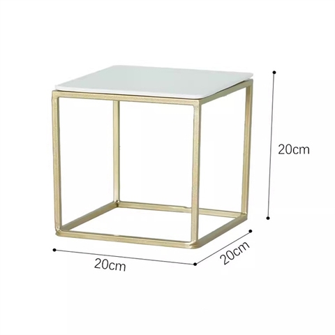 Khay sứ khung đế hợp kim bày tiệc 20*20*20cm