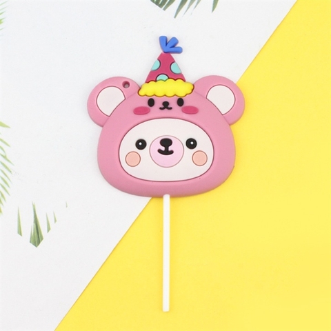 Que kute mặt GẤU HỒNG đội mũ sinh nhật